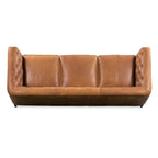 Poly & Bark Essex Leather Couch – 89-Inch Sofa With Tufted Back - Full Grain Leather Couch With Feather-Down Topper On Seating Surfaces – Vintage Pure-Aniline Italian Leather – Cognac Tan