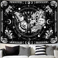 Fungarth Skeleton Butterfly Tapestry Black And White Skull Mushroom Plants Tapestries Hippie Aesthetic Tapestry Wall Hanging For
