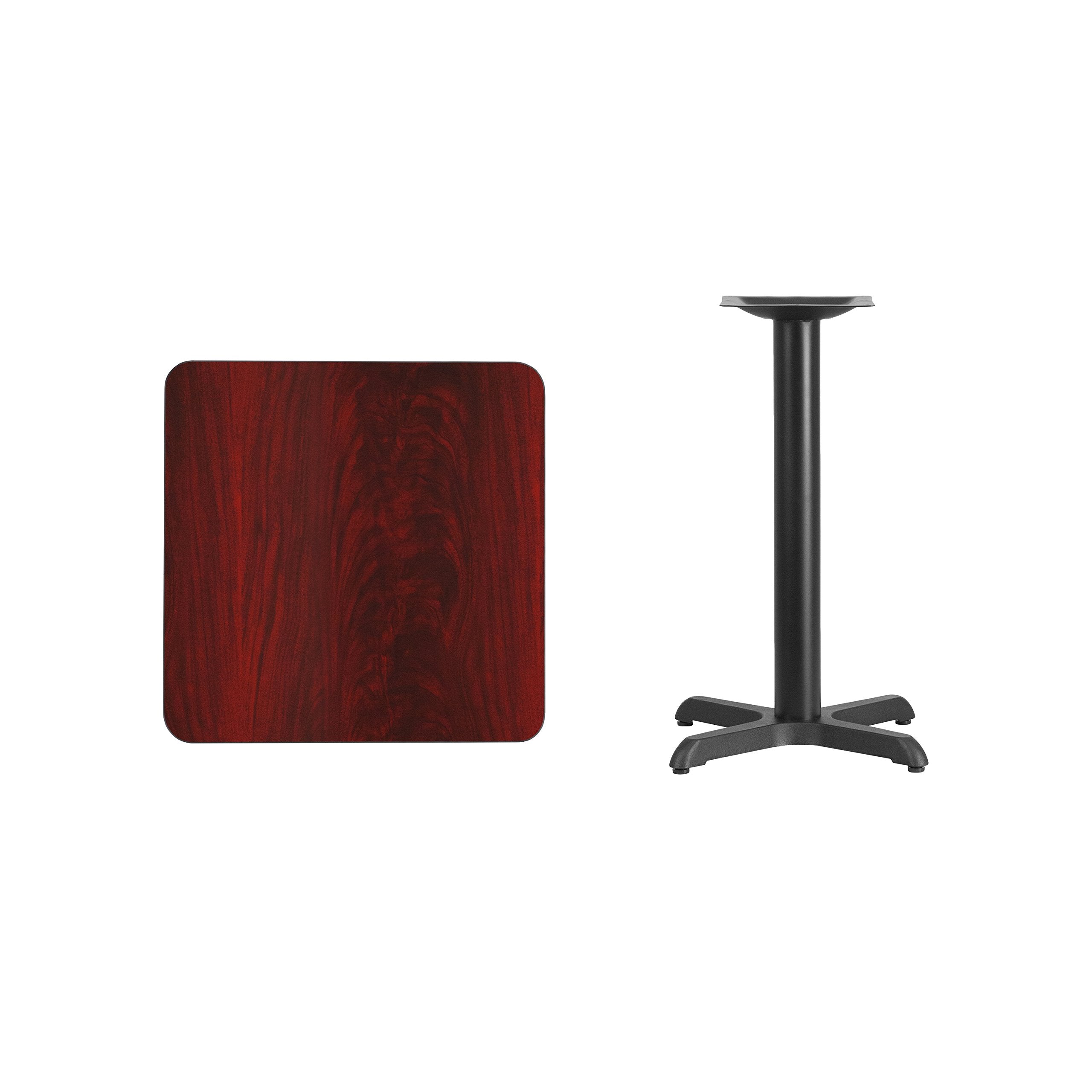 Flash Furniture Graniss 24'' Square Mahogany Laminate Table Top With 22'' X 22'' Table Height Base