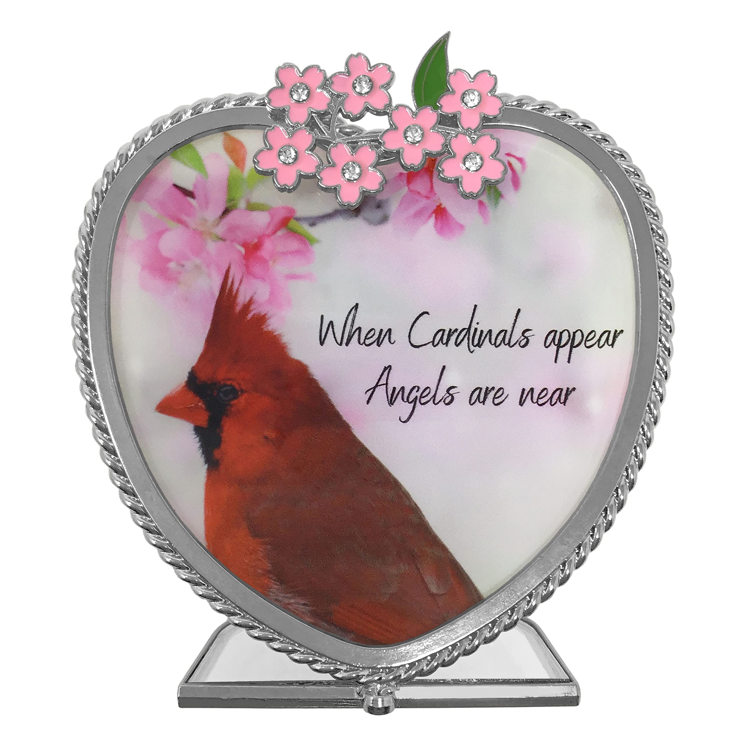 BANBERRY DESIGNS Memorial Candle Holder - When Cardinals Appear, Angels are Near - Red Cardinal in Spring Scene Printed on Heart