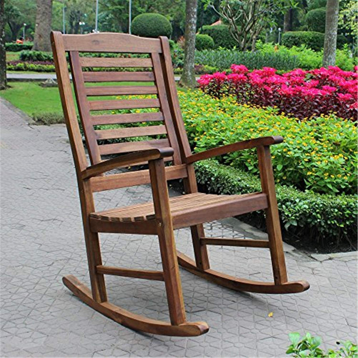 International Caravan Furniture Piece Acacia Trinidad Porch Rocker