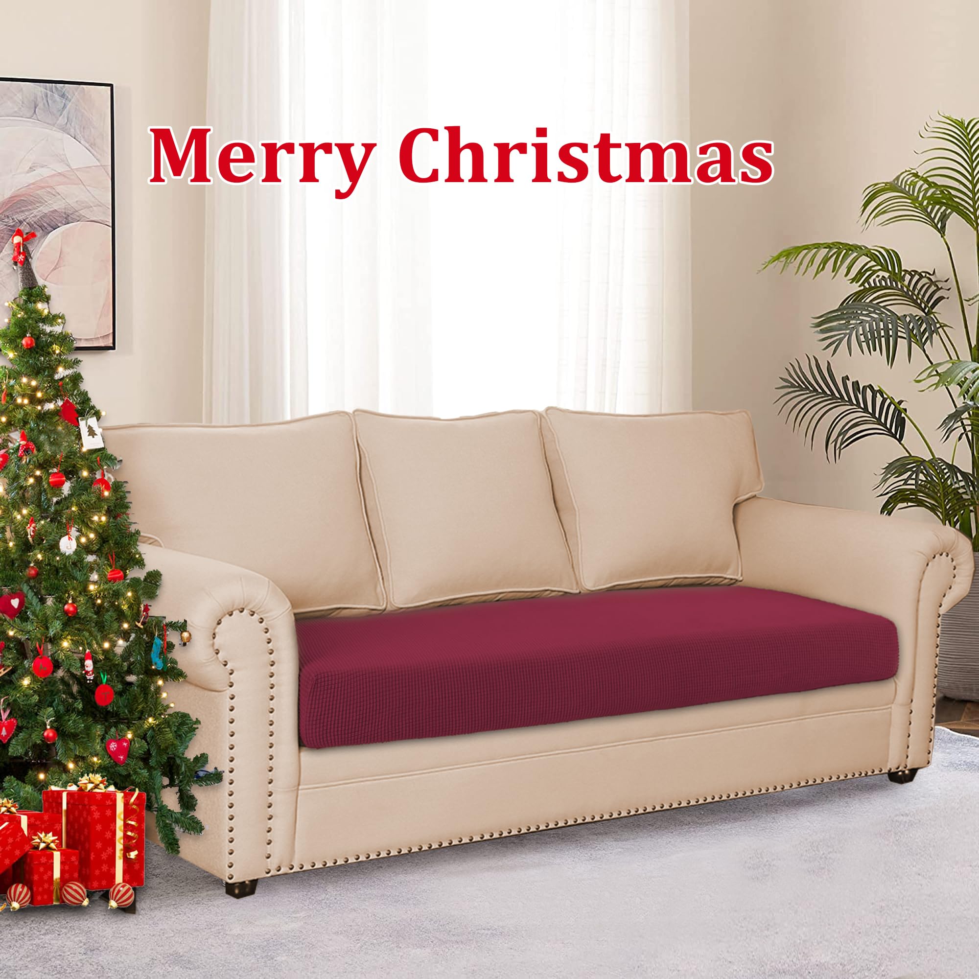 Nc Home Water Resistant Sofa Cushion Slipcovers, Stretch Sofa Seat Cushion Covers Replacement Furniture Protector, Washable Chri