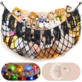 Stuffed Animal Storage Hammock with Lights- Boho Wall Hanging Plushie Net for Stuff Aanimal Organizer and Toy Display, Big Toy H