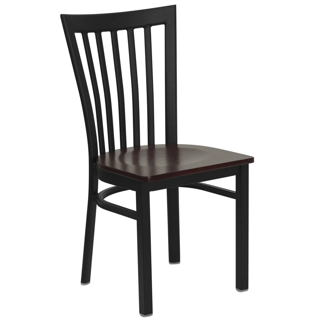 Flash Furniture HERCULES Series Black School House Back Metal Restaurant Chair - Mahogany Wood Seat