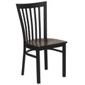 Flash Furniture HERCULES Series Black School House Back Metal Restaurant Chair - Mahogany Wood Seat
