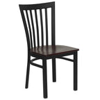 Flash Furniture HERCULES Series Black School House Back Metal Restaurant Chair - Mahogany Wood Seat