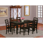 East West Furniture LYPF7-CAP-W Lynfield 7 Piece Set Consist of a Rectangle Dining Room Table with Butterfly Leaf and 6 Wood Seat Chairs, 36x66 Inch