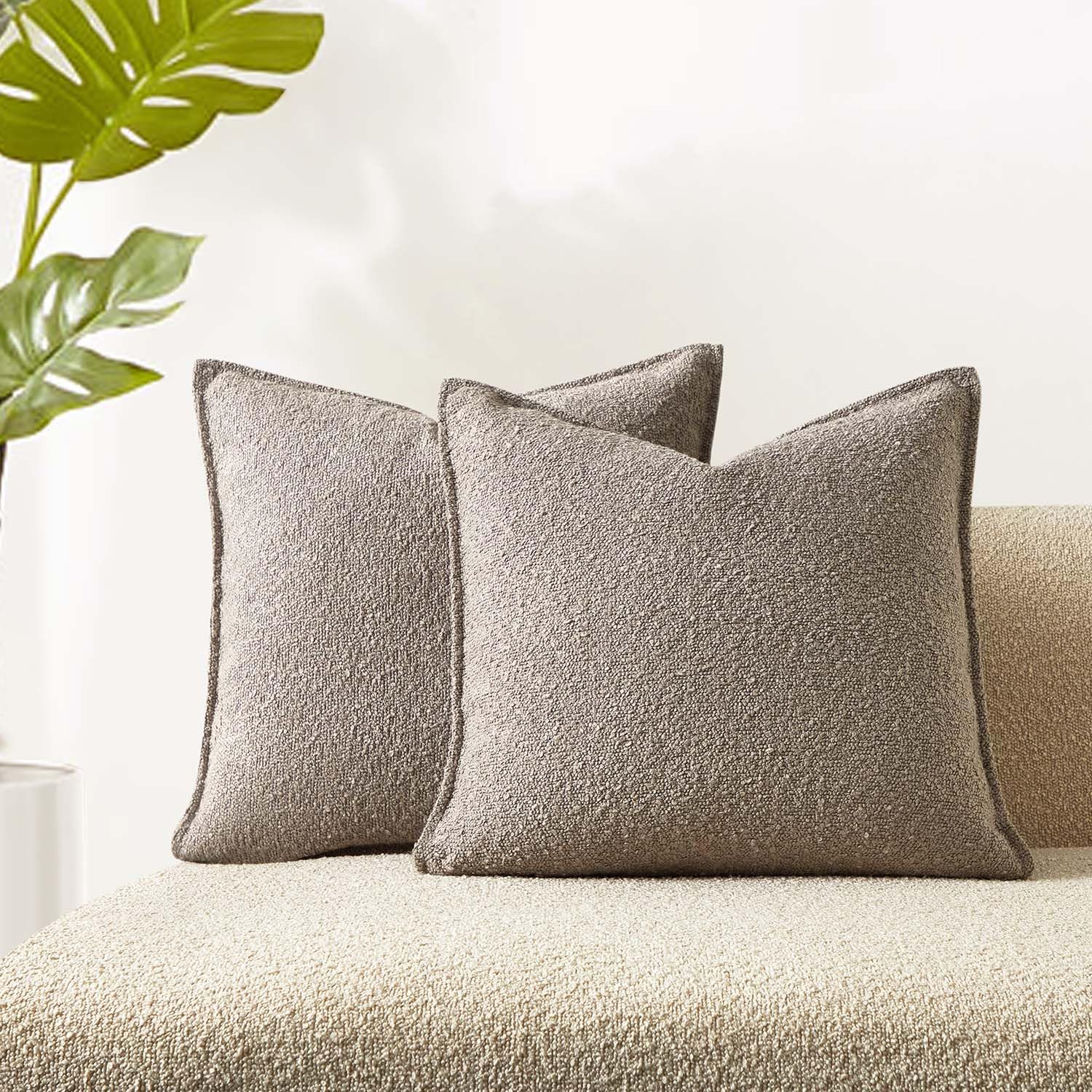 Jusprurbet Grey Boucle Throw Pillow Covers 26X26 Inch Set Of 2 For Couch Bedroom Sofa Living Room Decorative Soft Thick Curly Te