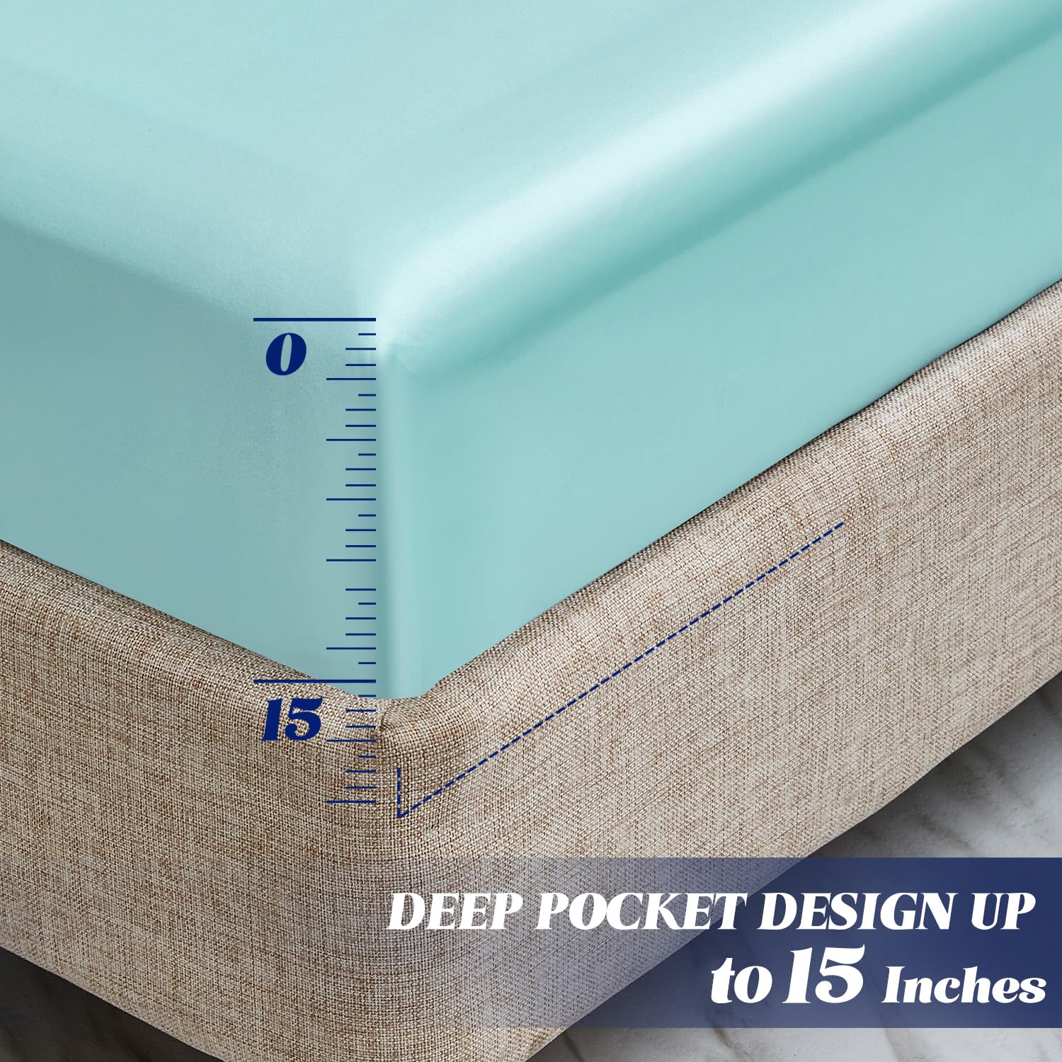 Mr&Hm Satin Fitted Sheet Queen Size, Silky Bottom Sheet With Elastic Corner Straps, Deep Pocket Up To 15 Inch, No More Slipping