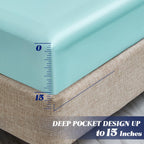 Mr&Hm Satin Fitted Sheet Queen Size, Silky Bottom Sheet With Elastic Corner Straps, Deep Pocket Up To 15 Inch, No More Slipping