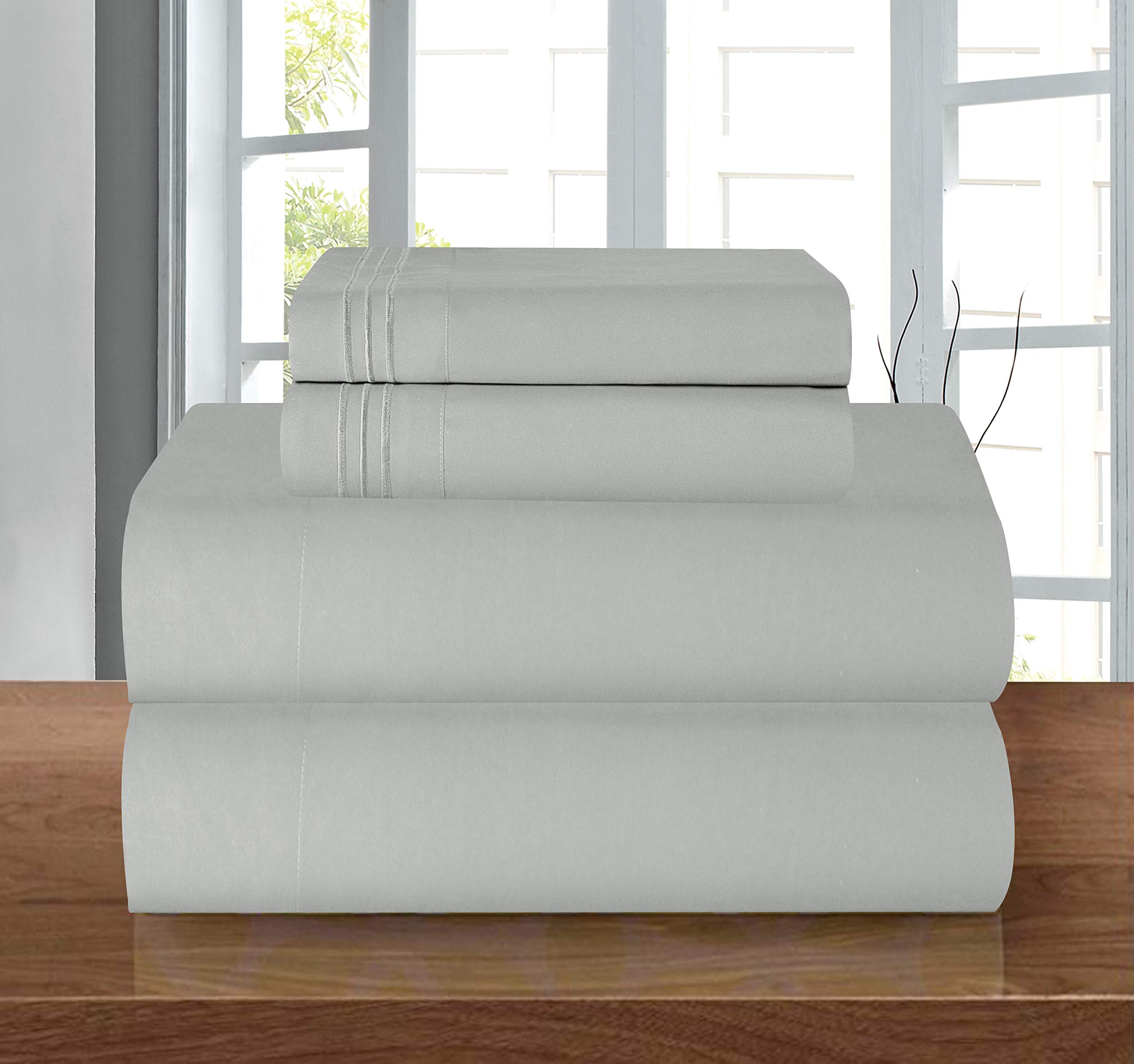 Elegant Comfort Luxury 1500 Thread Count Egyptian Quality Microfiber 4-Piece Premium Hotel Sheet Set-Wrinkle Resistant,All Aroun