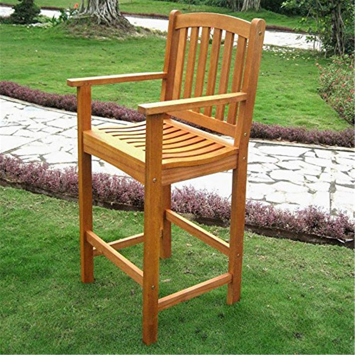 International Caravan Furniture Piece Royal Tahiti Wood Set Of Two Bar Height Arm Chair