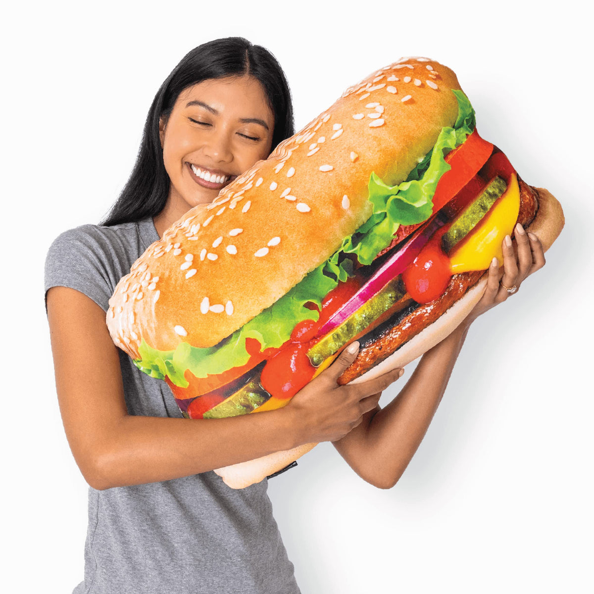 Much Comfort 23' 3D Juicy Cheeseburger Throw Pillow - Made With Super Soft & Ultra Premium Fabric - Cute, Comfortable, Plush, M