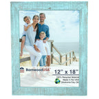 BARNWOODUSA | Farmhouse 12x18 Picture Frame | 1 1/2 inch Molding | 100% Reclaimed Wood | Rustic | Robins Egg Blue