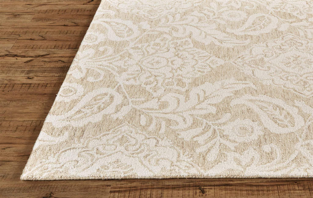 HomeRoots 512197 8 x 10 ft. Tan & Ivory Wool Paisley Hand Tufted Handmade Stain Resistant Rectangle Area Rug