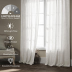 Meetbily Ivory Linen Curtains 108 Inches Long For Living Room 2 Panel Set Cream White Back Tab Semi Sheer Linen Drapes Neutral F