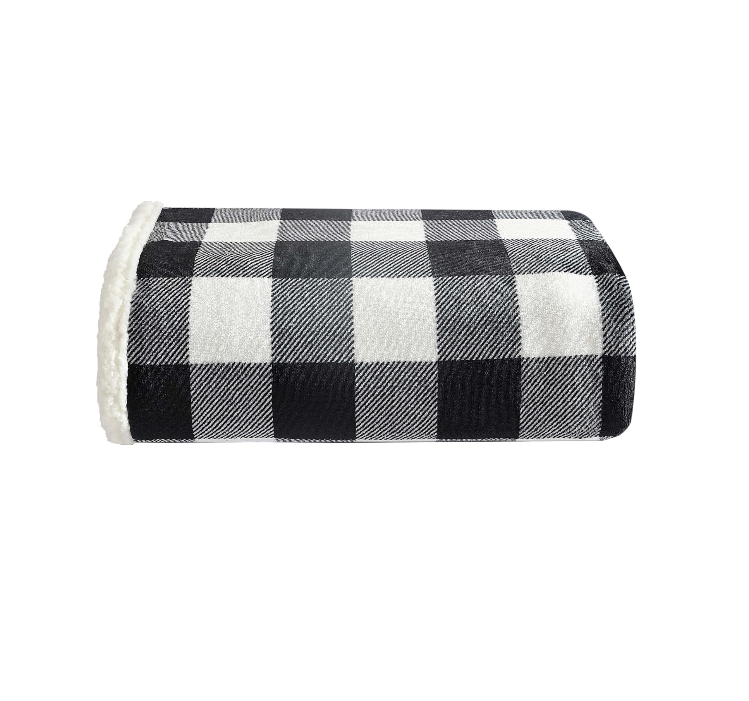 Eddie Bauer - Throw Blanket, Reversible Sherpa Flannel Bedding, Buffalo Plaid Cozy Home Decor (Cabin Plaid Black, Throw)