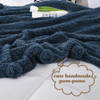 Lbro2M Double Sided Sherpa Blanket,King Size Super Soft Fuzzy Plush Warm Cozy Fluffy Throw Reversible Luxurious Blankets (Navy Blue)
