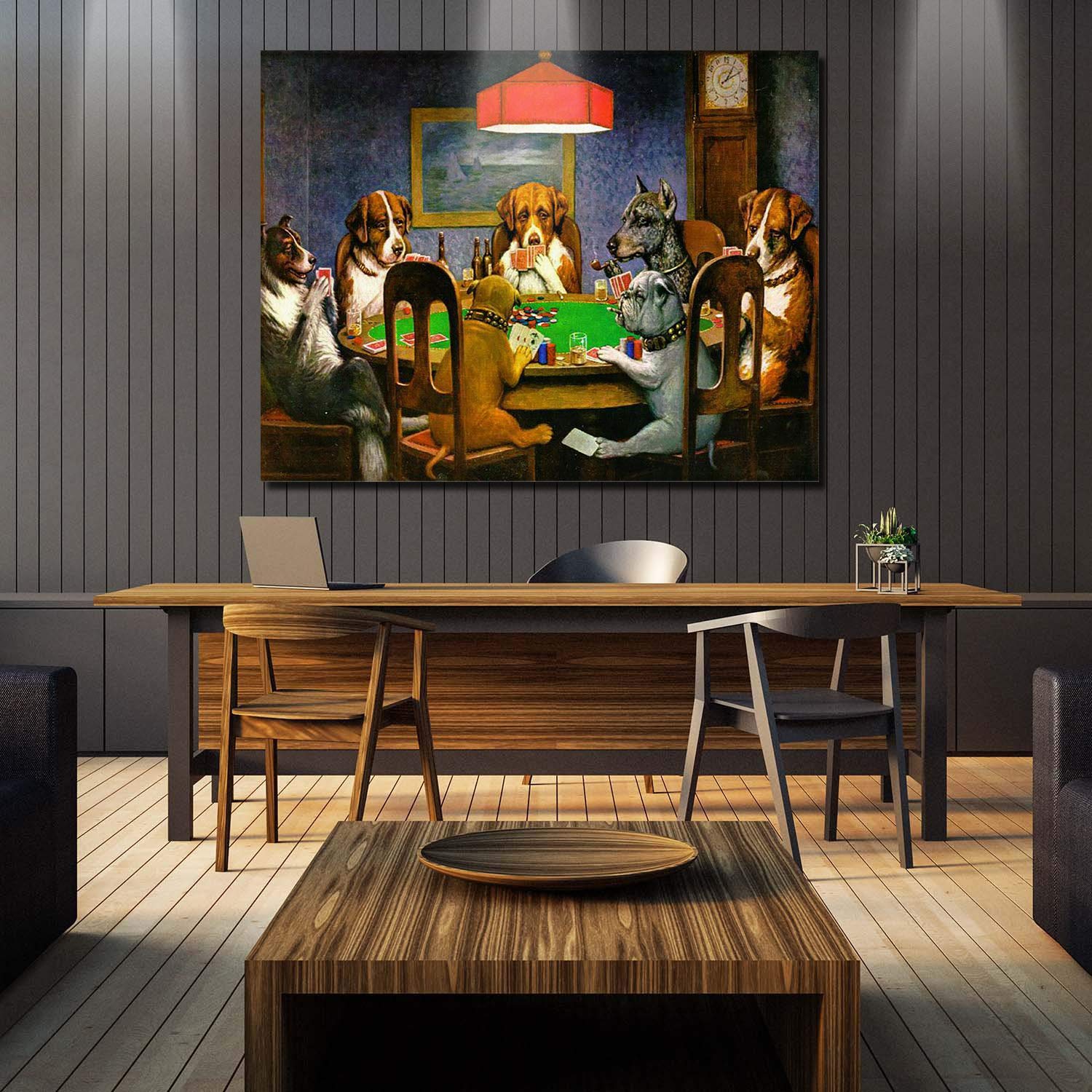 Canvas Print Wall Art - Pokers Dogs Dogs Playing Cards - Wall Decor Modern Artwork Paintings Pictures For Living Room Stretched