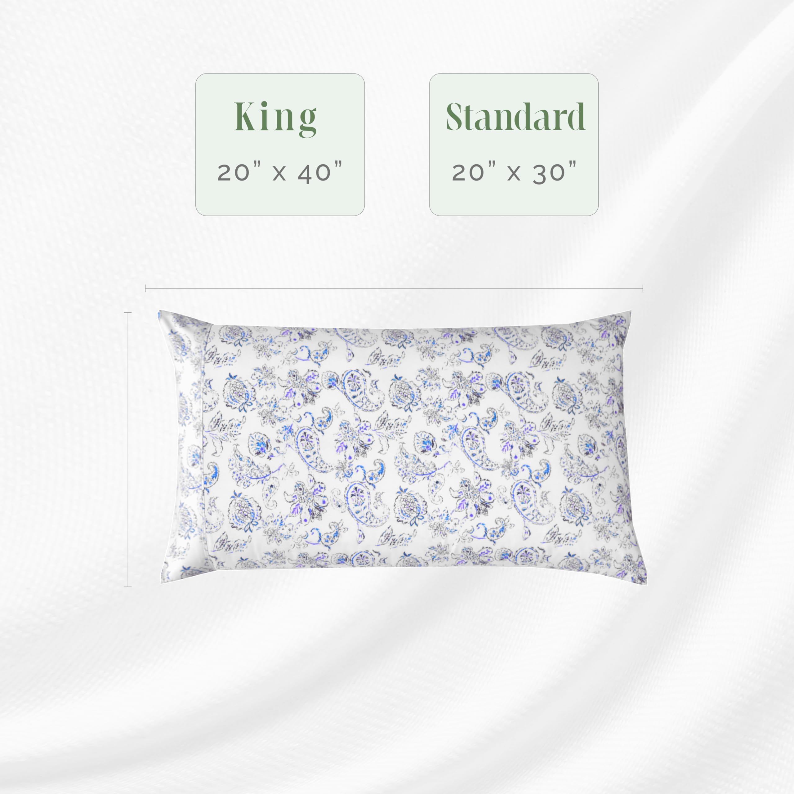Elegant Comfort Ultra Soft Set Of 2 Floral Print Pillowcases - 1500 Premium Hotel Quality Microfiber, Soft And Smooth Envelope Closure 2-Piece Pillow Covers - King, Paisley Indigo