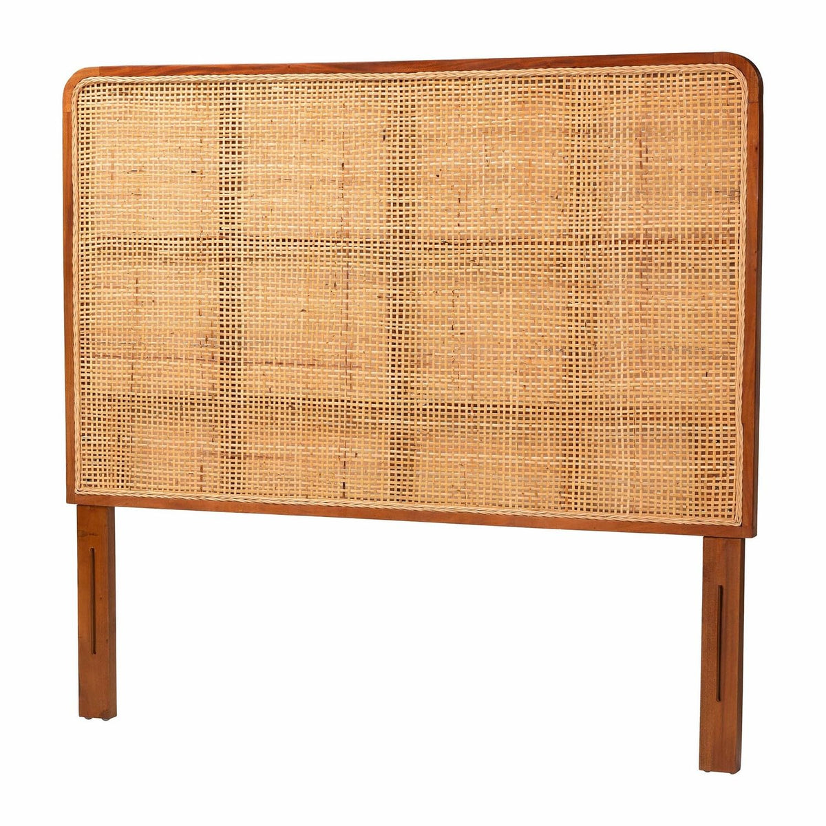 bali & pari Caspia Natural Rattan and Mahogany Wood Queen Size Headboard