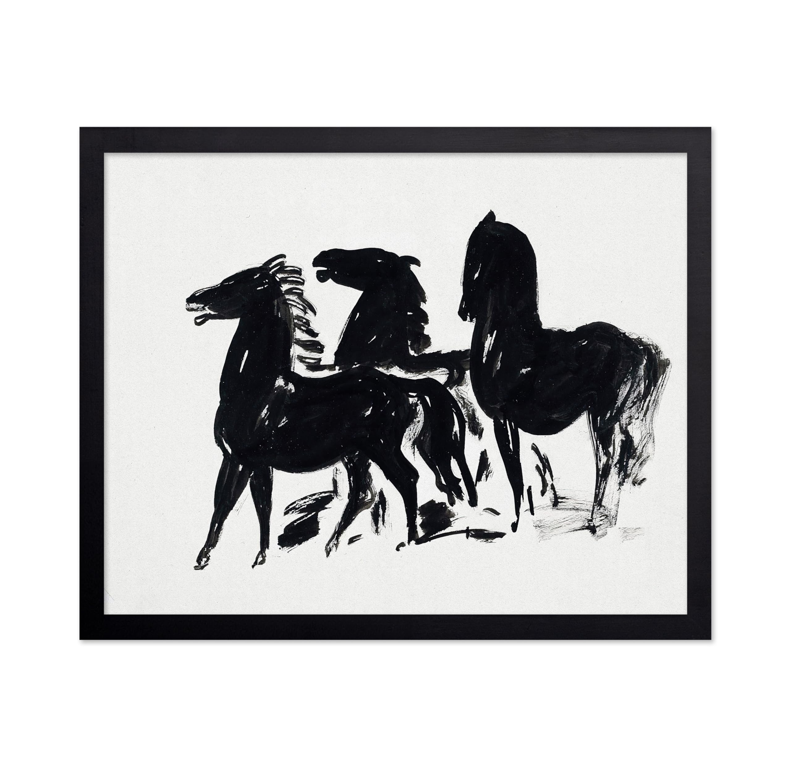 Poster Master Vintage Black Horse Poster - Charcoal Sketch Print - Gift for Equestrian, Veterinarian, Animal Lover - Minimalist 