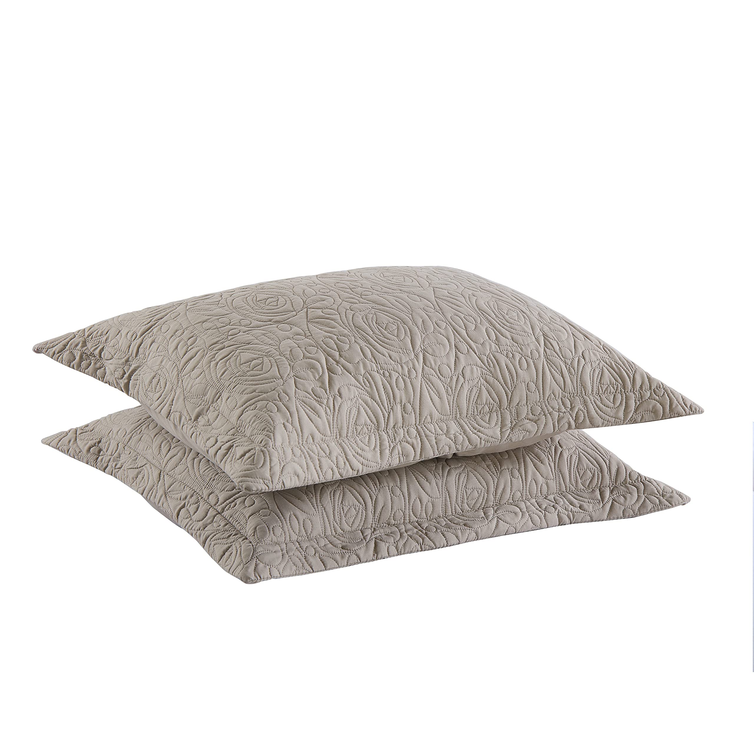 Marcielo 2 Pieces Microfiber Quilted Pillow Shams Soft Pillow Covers With Envelope Closure King Size(Taupe)