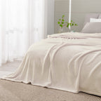 Bedelite Fleece Blankets Queen Size Beige Throw Blankets For Bed, Luxury Plush Cozy Fuzzy Blanket 90X90 Inches, Super Soft Warm