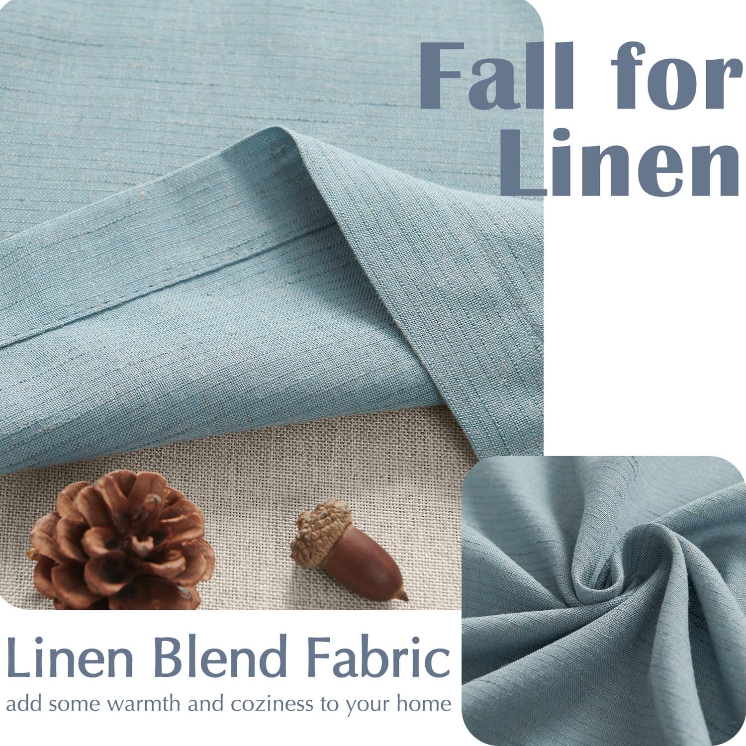 Jinchan Linen Textured Valance Curtain Blackout Kitchen Valance For Windows 18 Inch Length Farmhouse Rustic Double Layer Valance For Living Room Laundry Cafe Overlay Valance Rod Pocket 1 Panel Blue