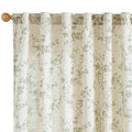 Lazzzy Green Floral Curtains 84 Inch Length Linen Farmhouse Curtain Back Tab Drapes for Living Room Bedroom Light Filtering Vint