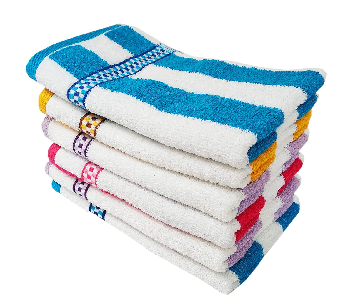 Space Fly Cotton Striped Hand Towels High Absorbent, Size: 11X 17 inch (Multi Color, Set of 6)