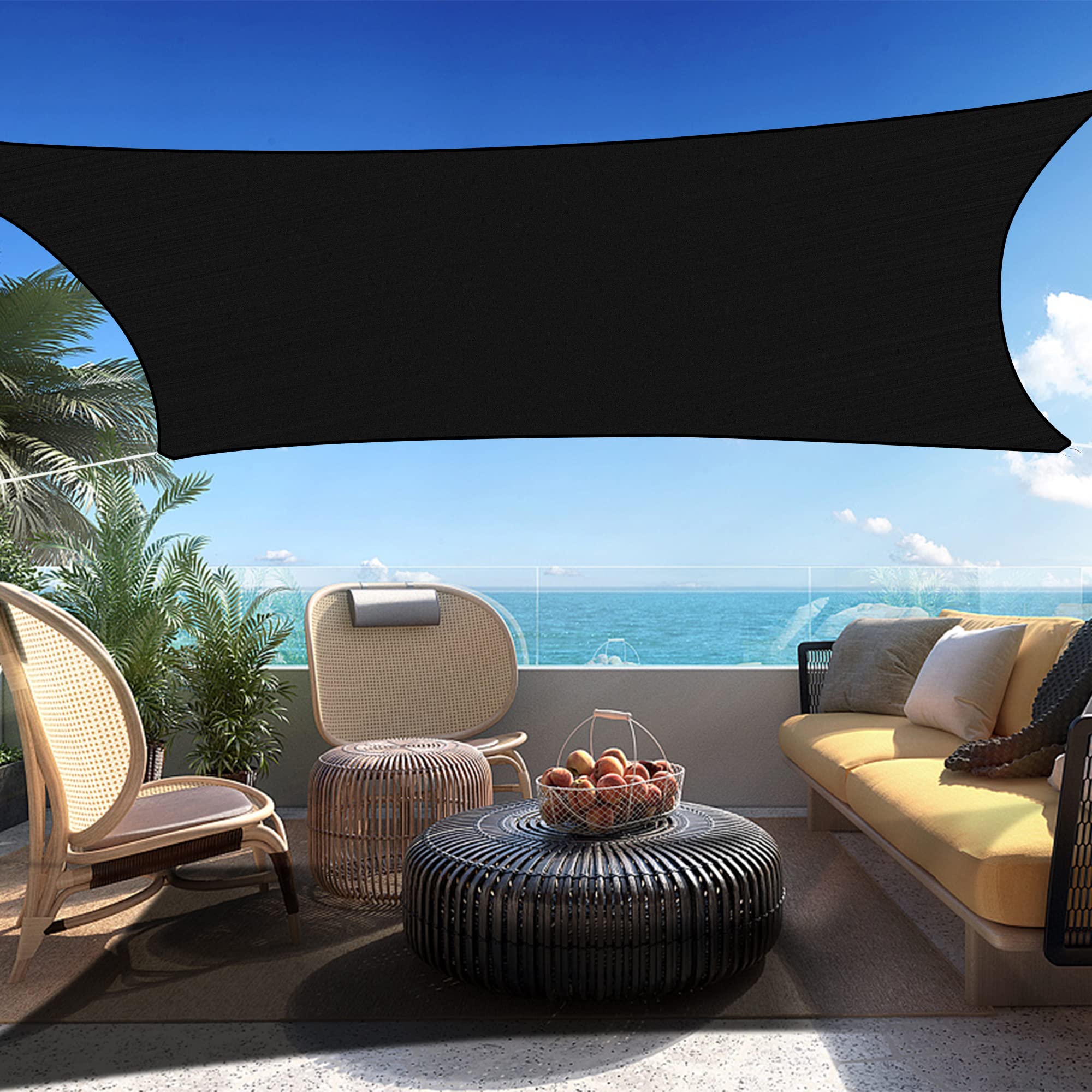 Shadespeare Custom Size 18' X 23' Black Rectangle Sun Shade Sail Ssp1620 Canopy Durable Fabric Uv Block Awning, We Make Custom S