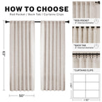 Meetbily 63 Inch Length Linen Back Tab Curtains For Living Room 2 Panels Natural Light Filtering Semi Sheer Boho Curtain Drapes