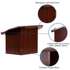 Flash Furniture Mysta Foldable Tabletop Lectern In Mahogany