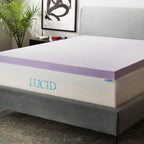 Lucid 3 Inch Lavender Infused Memory Foam Mattress Topper - Ventilated Design - Cal King Size