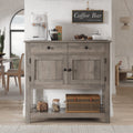 Hostack Farmhouse Console Table With 2-Door Cabinet & 2 Drawers, Coffee Bar, Entryway Table With Storage Shelf, Sofa Tables Buffet Sideboard For Kitchen, Hallway, Dining, Living Room, Ash Gray