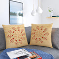 Monkdecor (O.F Decorative Satin Cushion Cover Set Of 2 Pieces (Size16X16 Inches) DesignEmbroidered SunshineBeige