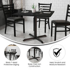 Flash Furniture 5-Piece 36" Square Laminate Dining Table/Chairs Set, Restaurant Dining Set with Table, X-Base, and 4 Trapezoidal Back Chairs, Black