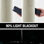 Total Blackout Natural Linen Bedroom Curtains Panels Casual Farmhouse Burlap Texture 100 Room Darkening Window Treatment Set Ene