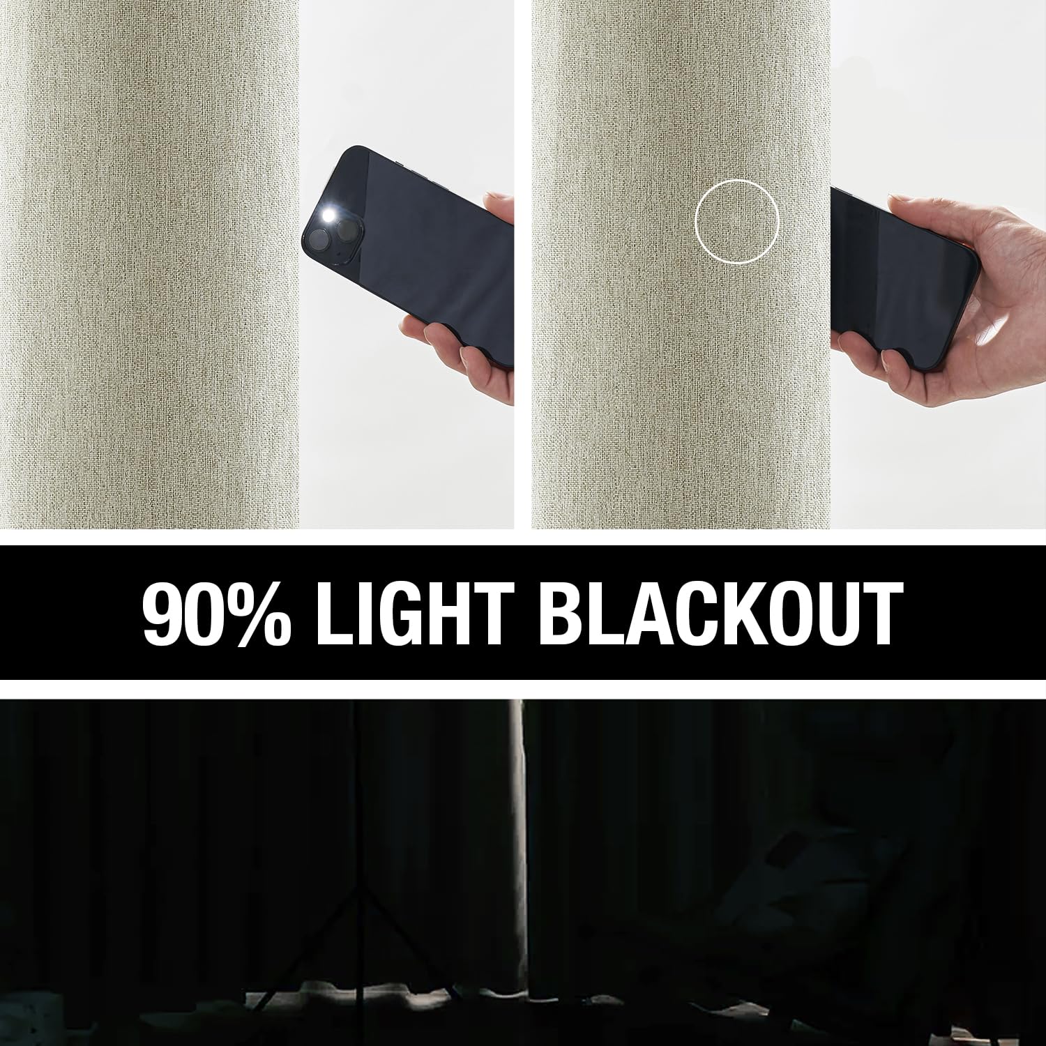 Total Blackout Natural Linen Bedroom Curtains Panels Casual Farmhouse Burlap Texture 100 Room Darkening Window Treatment Set Ene