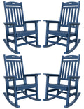Yefu Outdoor Rocking Chair, Patio Rocking Chair Set Of 4 With High Back, Poly Rocking Chair Look Like Real Wood, Widely Used For Porch, Backyard, Indoor And Garden,380Lb Heavy Duty (Navy Blue)