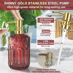 5Pcs Bathroom Accessories Set, Glass Soap Dispenser Set With Rust Proof Stainless Steel Pump, Soap Holder, Toothbrush Holder, Tu