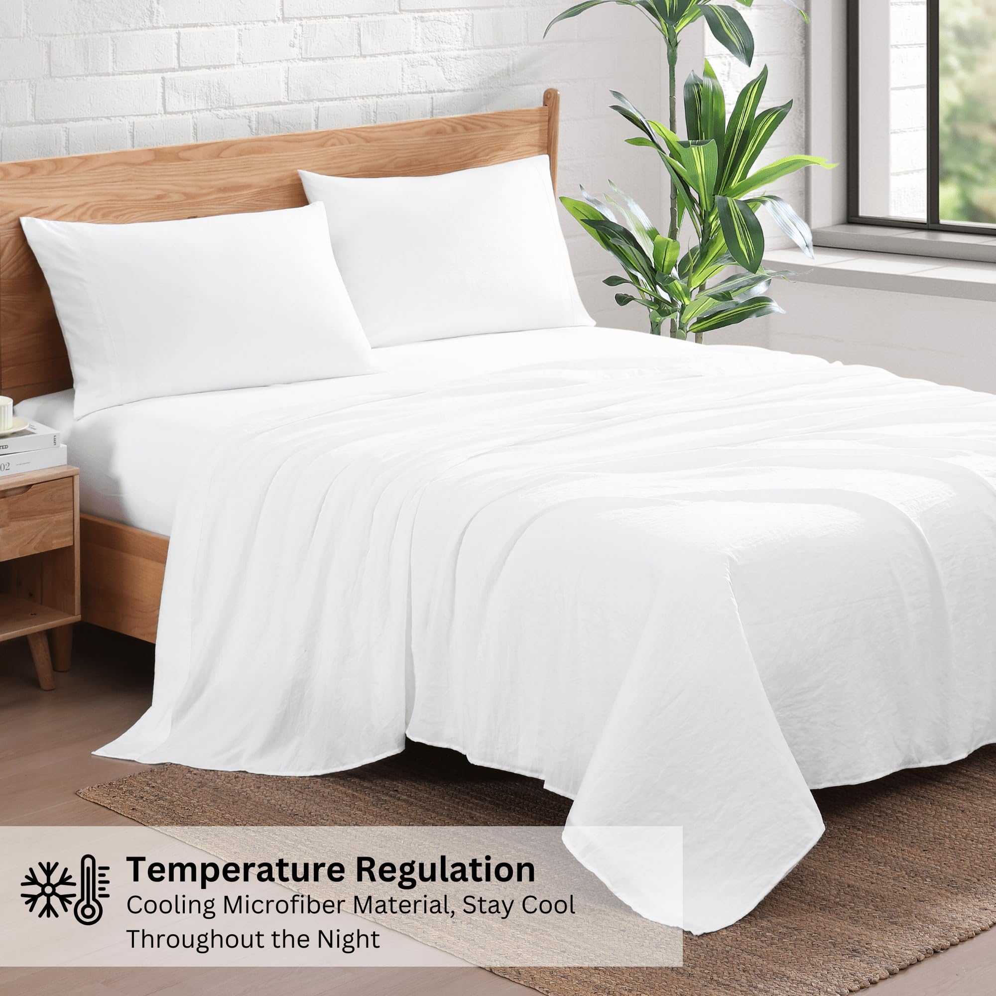 Casa Platino Bedding Sheets & Pillowcases, 100% Brushed Microfiber Pre-Washed California King Sheet Sets, Soft California King S