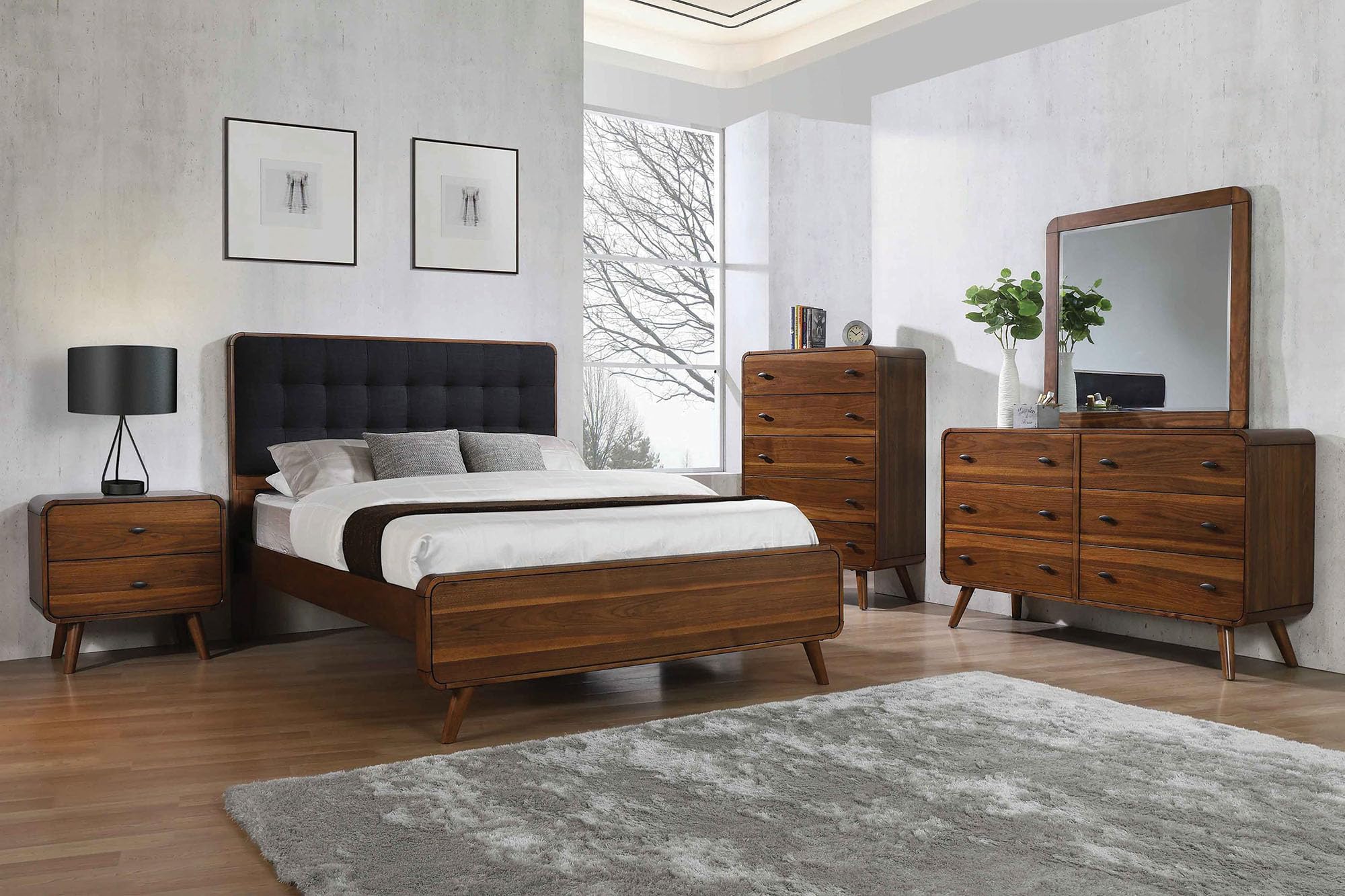 Coaster Robyn California King Bed 5-Piece Set, Dark Walnut