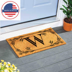 Evergreen Monogram Coir Doormat | Letter W | Front Door Mat For Outdoor Indoor Entrance | 28X16 Inches | Non-Slip Backing Doorwa