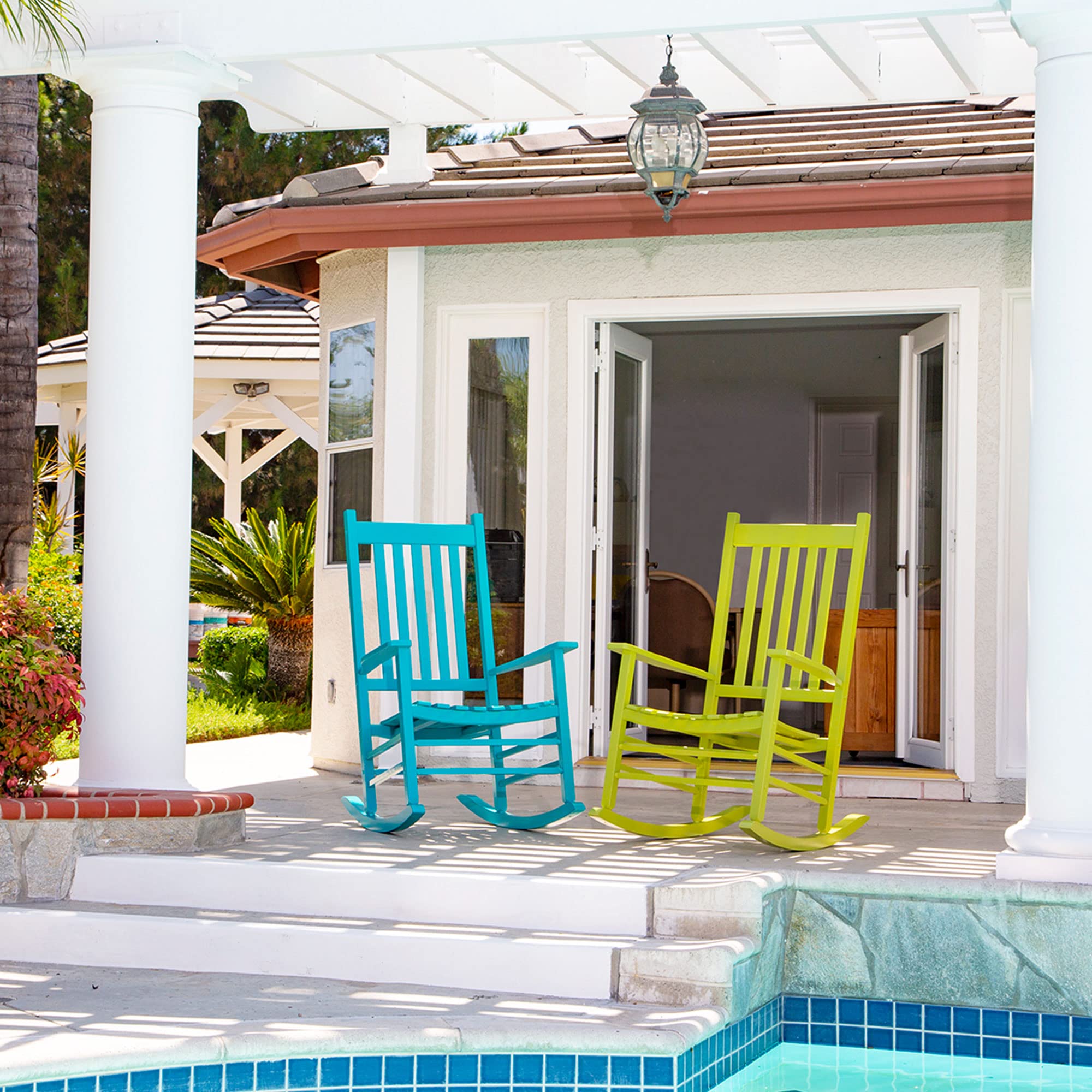 Shine Company Vermont, Outdoor Rocker, Front Porch Rocking Chair, Aruba