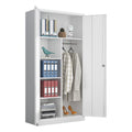 Yizosh Metal Armoire Wardrobe Closet Cabinet For Hanging Clothes With Lock Doors, -72'' Steel Lockable Wardrobe Storage Locker C