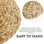 7 Pack Boho Wall Basket Decor - Seagrass Rattan Wicker Wall Decor Round Handmade Hanging Rustic Flat Elegant Wall Art For Farmho
