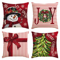 Avoin Colorlife Merry Christmas Let It Snow Joy Stripes Gift Box Red Throw Pillow Covers, 16 X 16 Inch Xmas Tree Holiday Cushion