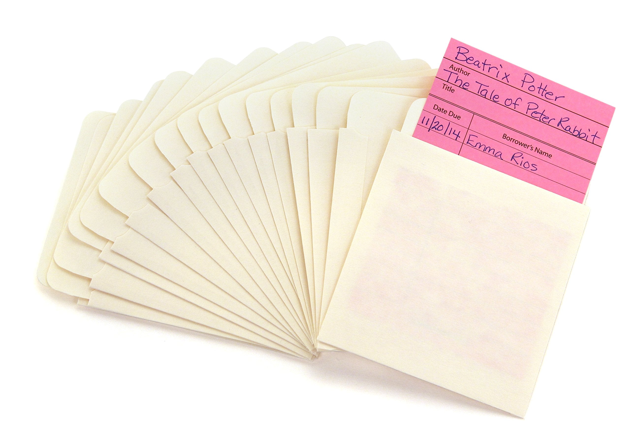 Hygloss Products Manila Library Pockets - Self Adhesive Pocket Envelopes - 4.5 X 3.5 Inches, Beige, 40 Pack